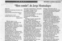 "Bien común", de Jorge Montealegre  [artículo] Eduardo Llanos Melussa.