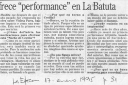 Cecilia ofrece "performance" en La Batuta  [artículo] R. L.