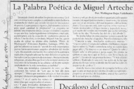 La palabra poética de Miguel Arteche  [artículo] Wellington Rojas Valdebenito.