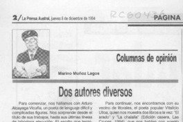 Dos autores diversos  [artículo] Marino Muñoz Lagos.