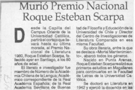 Murió Premio Nacional Roque Esteban Scarpa  [artículo].