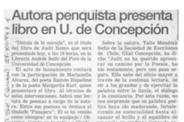 Autora penquista presenta libro en U. de Concepción  [artículo].
