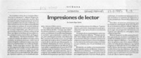 Impresiones de lector  [artículo] Antonio Rojas Gómez.