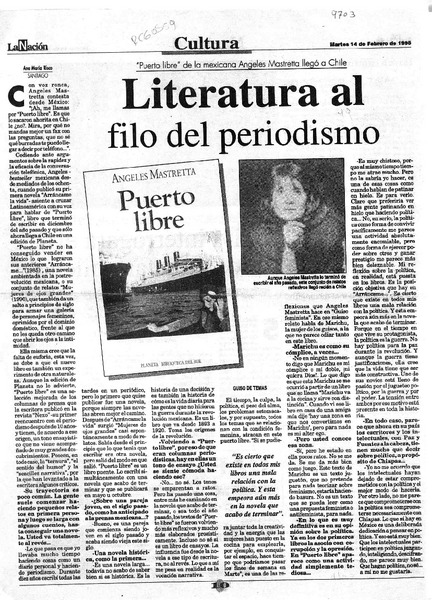 Literatura al filo del periodismo  [artículo] Ana María Risco.