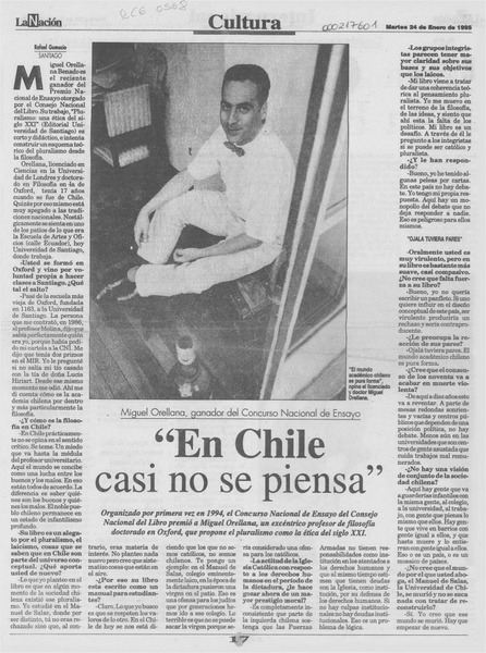 "En Chile casi no se piensa"