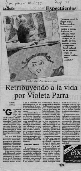 Retribuyendo a la vida por Violeta Parra  [artículo].