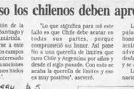 Lafourcade, "En este caso los chilenos deben aprender con honra  [artículo].