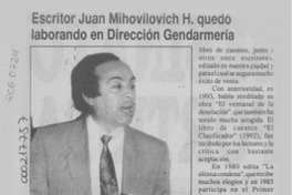 Escritor Juan Mihovilovic H. quedó laborando en Dirección Gendarmería