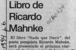 Libro de Ricardo Mahnke  [artículo].