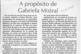 A propósito de Gabriela Mistral  [artículo] Hugo Rolando Cortés.
