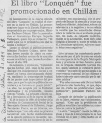 El Libro "Lonquén" fue promocionado en Chillán