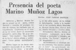 Presencia del poeta Marino Muñoz Lagos  [artículo] José Vargas Badilla.