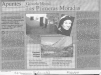 Gabriela Mistral, primeras moradas  [artículo] Pedro Pablo Guerrero.