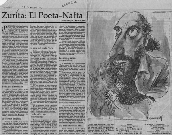 Zurita, el poeta-nafta  [artículo] Enrique Lafourcade.