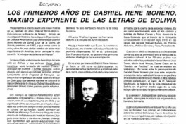 Los primeros años de Gabriel René Moreno, máximo exponente de las letras de bolivia  [artículo].