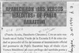 Aparecieron "Los versos malditos" de Pablo Barattini  [artículo] Humberto Cárcamo.