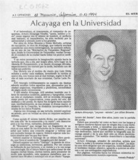 Alcayaga en la Universidad  [artículo] Antonio Pedrals.