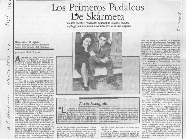 Los primeros pedaleos de Skármeta  [artículo] Ana María Larraín.