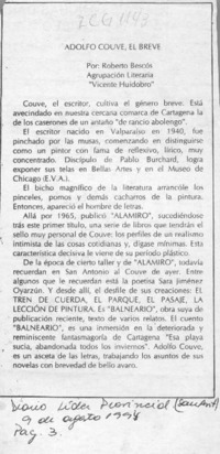 Adolfo Couve, el breve  [artículo] Roberto Bescós.