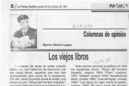 Los viejos libros  [artículo] Marino Muñoz Lagos.