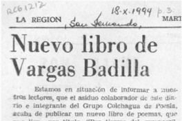 Nuevo libro de Vargas Badilla  [artículo].