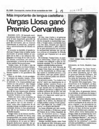 Vargas Llosa ganó Premio Cervantes  [artículo].