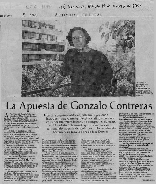 La apuesta de Gonzalo Contreras  [artículo] Rodrigo Atala.