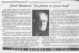 José Donoso," La fama es poco leal"  [artículo].