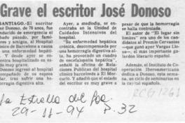 Grave el escritor José Donoso  [artículo].
