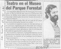 Teatro en el museo del Parque Forestal  [artículo]