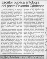 Escritor publica antología del poeta Rolando Cárdenas  [artículo] Rolando Cárdenas.