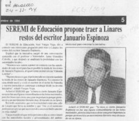 Seremi de educación propone traer a Linares restos del escritor Januario Espinosa