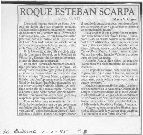 Roque Esteban Scarpa  [artículo] María V. Giesen.