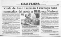 Viuda de Juan Guzmán Cruchaga dona manuscritos del poeta a Biblioteca Nacional  [artículo] Jorge Ignacio Castillo.