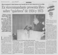 Ex vicecomandante presenta libro sobre "quiebres" de 1924 y 1973