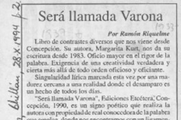 Será llamada Varona  [artículo] Ramón Riquelme.