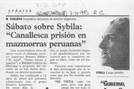 Sábato sobre Sybila, "Canallesca prisión en mazmorras peruanas"  [artículo].