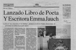 Lanzado libro de poeta y escritora Emma Jauch  [artículo].
