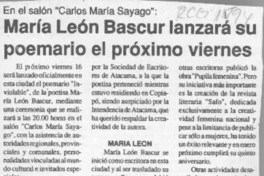 María León Bascur lanzará su poemario el próximo viernes  [artículo].