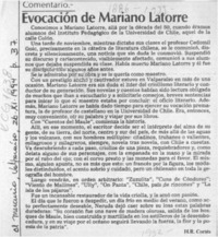 Evocando a Mariano Latorre  [artículo] H. R. Cortés.