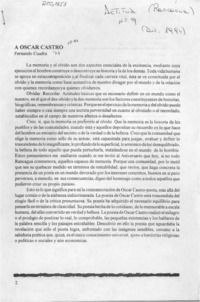 A Oscar Castro  [artículo] Fernando Cuadra.