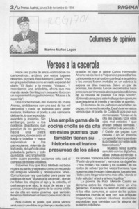 Versos a la cacerola  [artículo] Marino Muñoz Lagos.