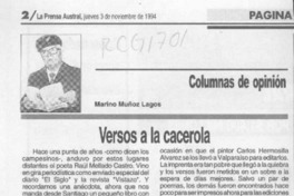 Versos a la cacerola  [artículo] Marino Muñoz Lagos.