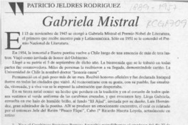 Gabriela Mistral  [artículo] Patricio Jeldres Rodríguez.