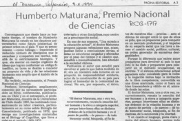 Humberto Maturana, Premio Nacional de Ciencias  [artículo] Hugo Rolando Cortés.