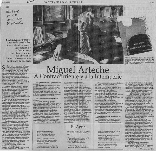Miguel Arteche a contracorriente y a la intemperie  [artículo] Eduardo Arancibia.