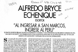Alfredo Bryce Echenique, escritor "Al ingresar a San Marcos, ingresé al Perú"  [artículo] Carlos Franz.