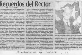 Recuerdos del Rector  [artículo].