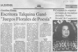 Escritora talquina ganó "Juegos florales de poesía"  [artículo].