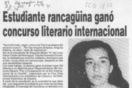 Estudiante rancagüina ganó concurso literario internacional  [artículo].